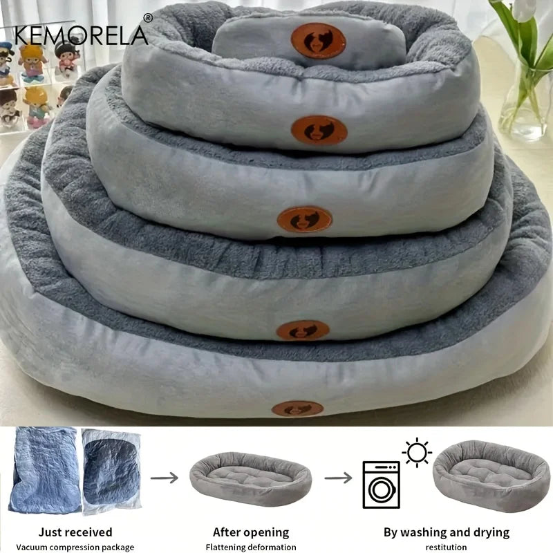 🐾 PawBloom™ Plush Oval Pet Bed