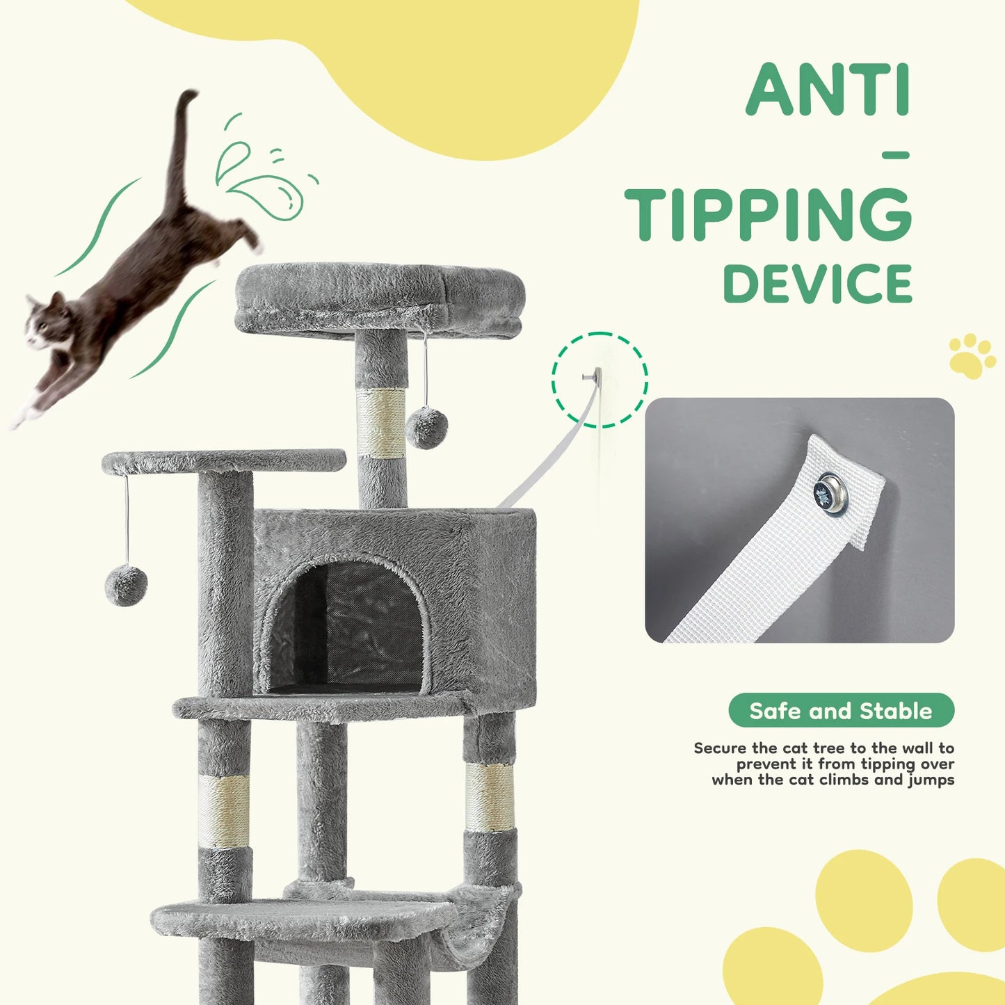 🐱🌿 PawBloom™ 44” Multi-Level Cat Tree Tower