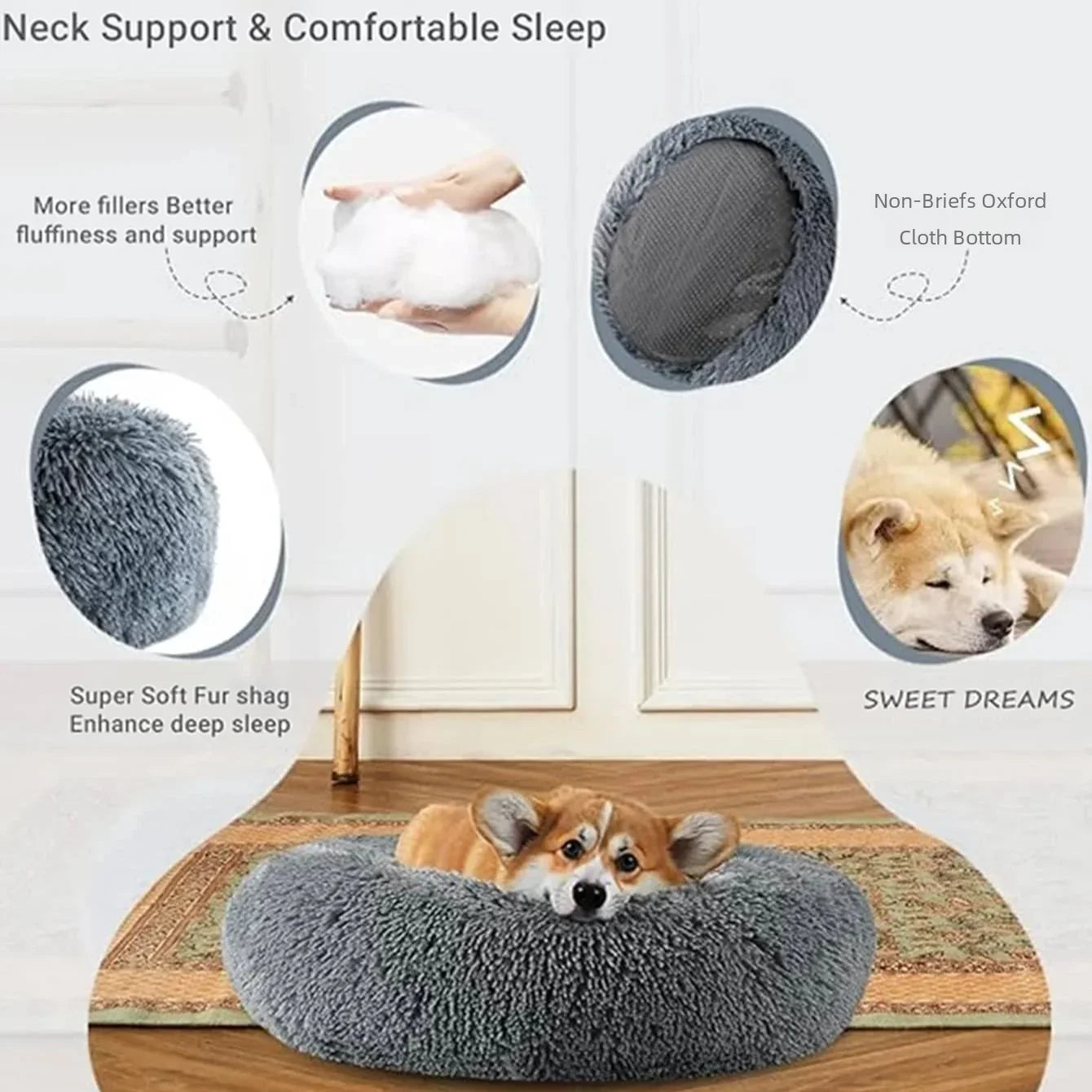 🐾 Pawline™ Calming Plush Pet Bed