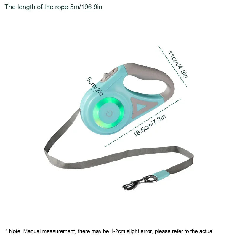 🐾 PawBloom™ LED Retractable Dog Leash (5M)