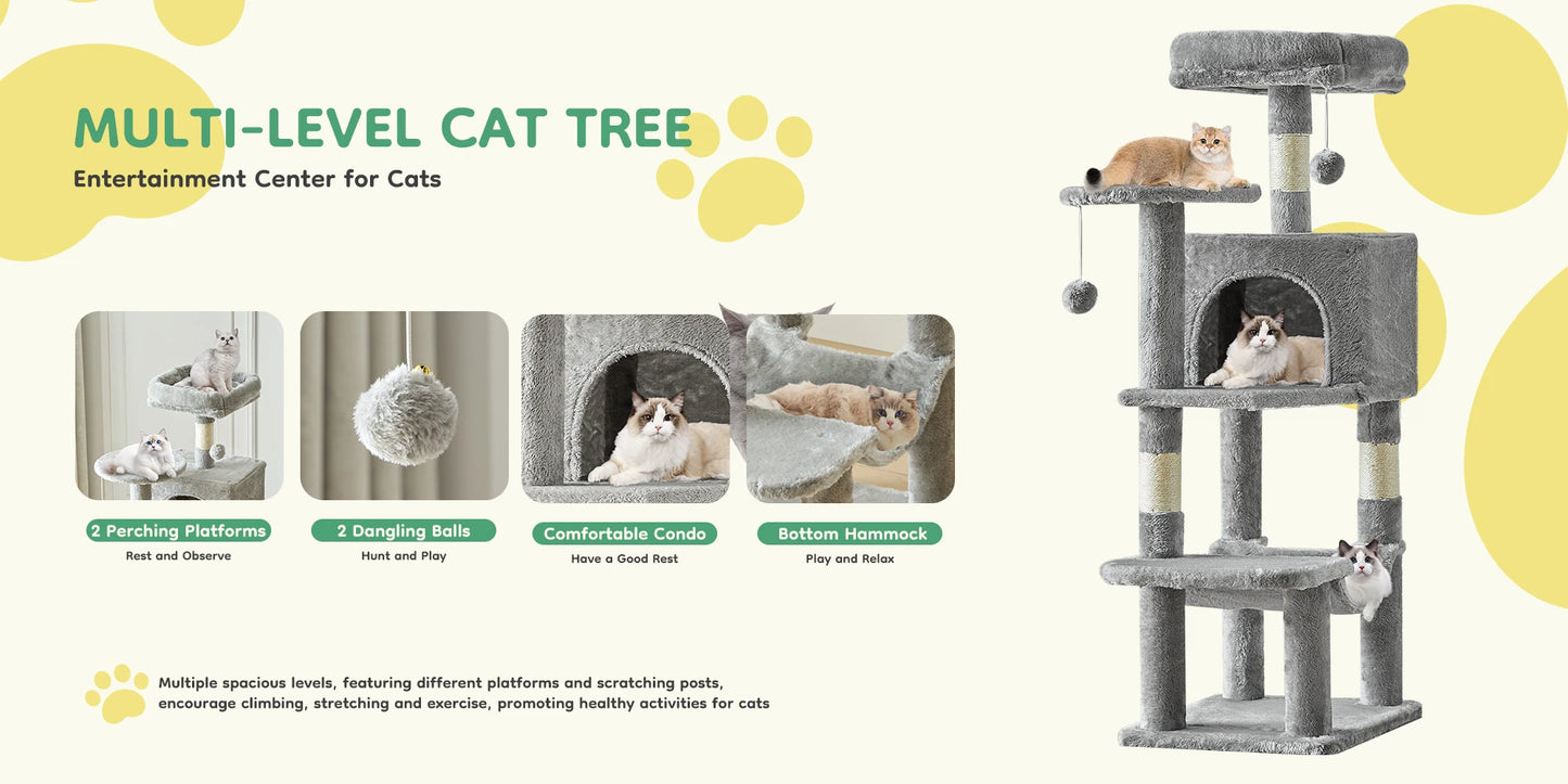 🐱🌿 PawBloom™ 44” Multi-Level Cat Tree Tower