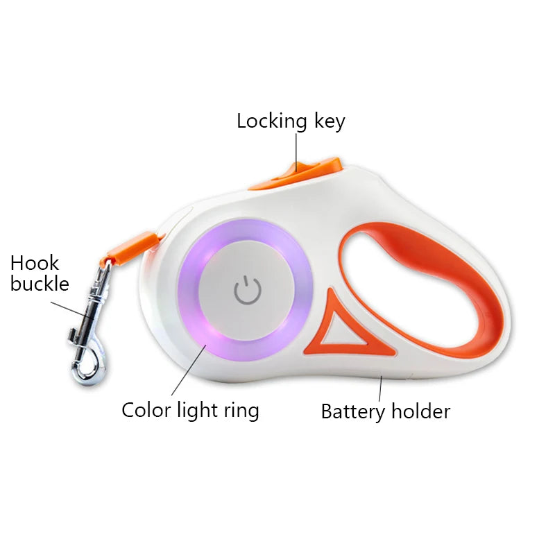 🐾 PawBloom™ LED Retractable Dog Leash (5M)