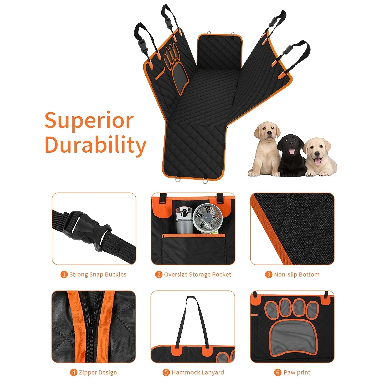 🚗 PawBloom™ Heavy-Duty Dog Car Seat Cover